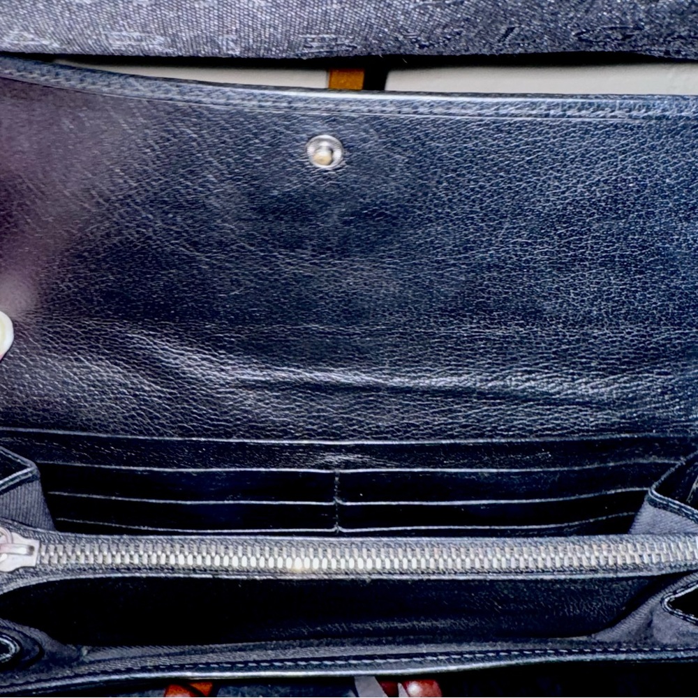 Bvlgari Black Canvas Long Wallet bifold with zipper pouch EUC - Picture 13 of 17